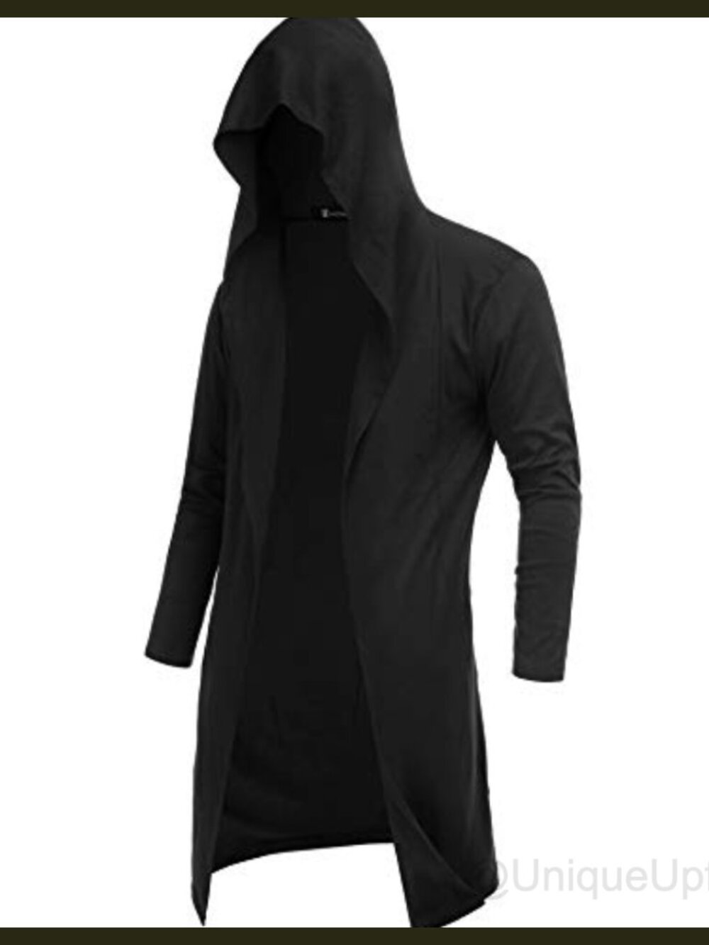 Mens Long Open Front Hooded Cardigan Sweater with Pockets Lightweight Draped